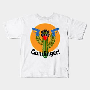 Gunslinger Cactus Design, with black lettering Kids T-Shirt